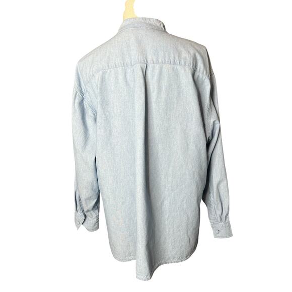 J Jill Women's Denim Blouse with Cloth Buttons on Front and Cuffs Size LP - Picture 4 of 7